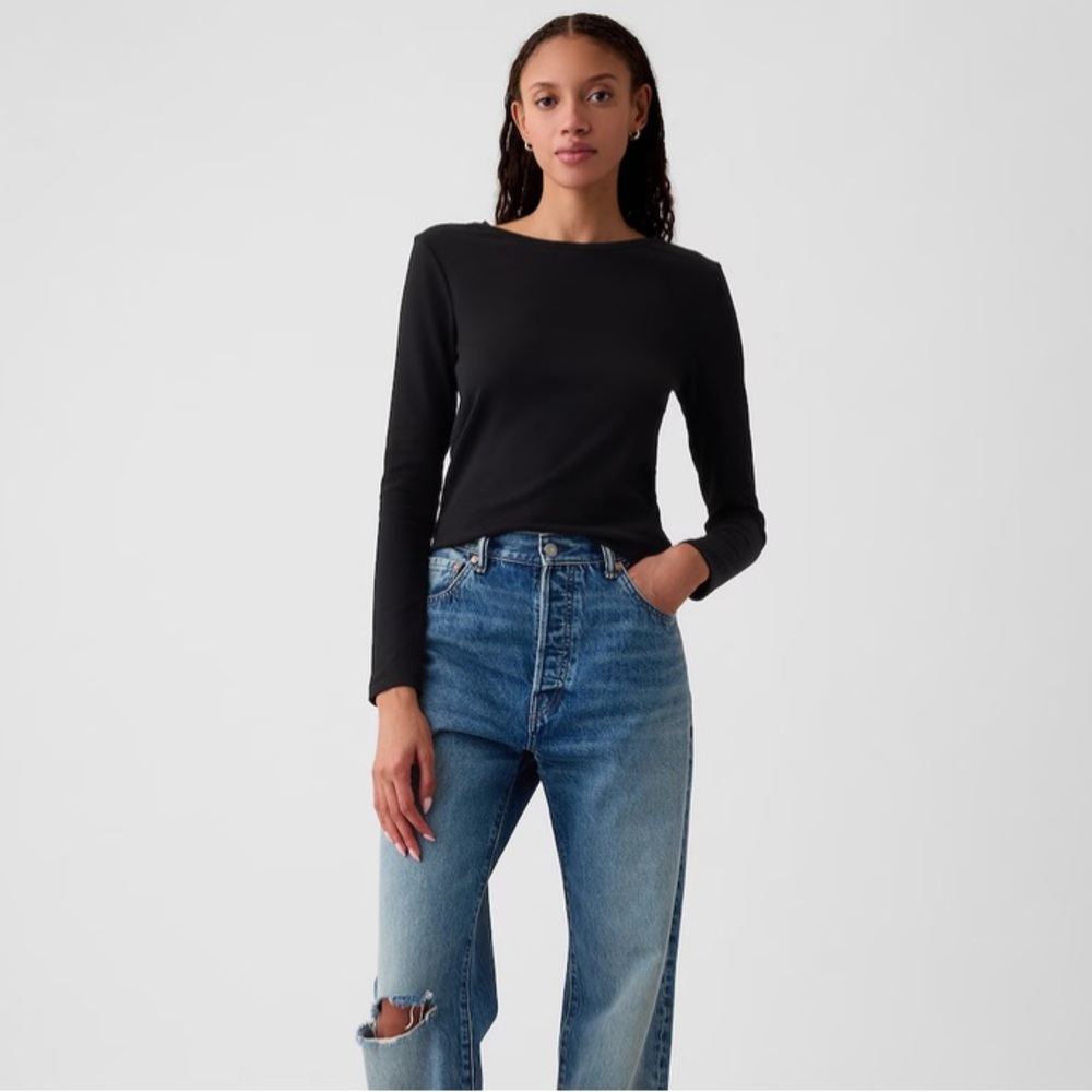 GAP Long Sleeve Modern Tee Black Size Small